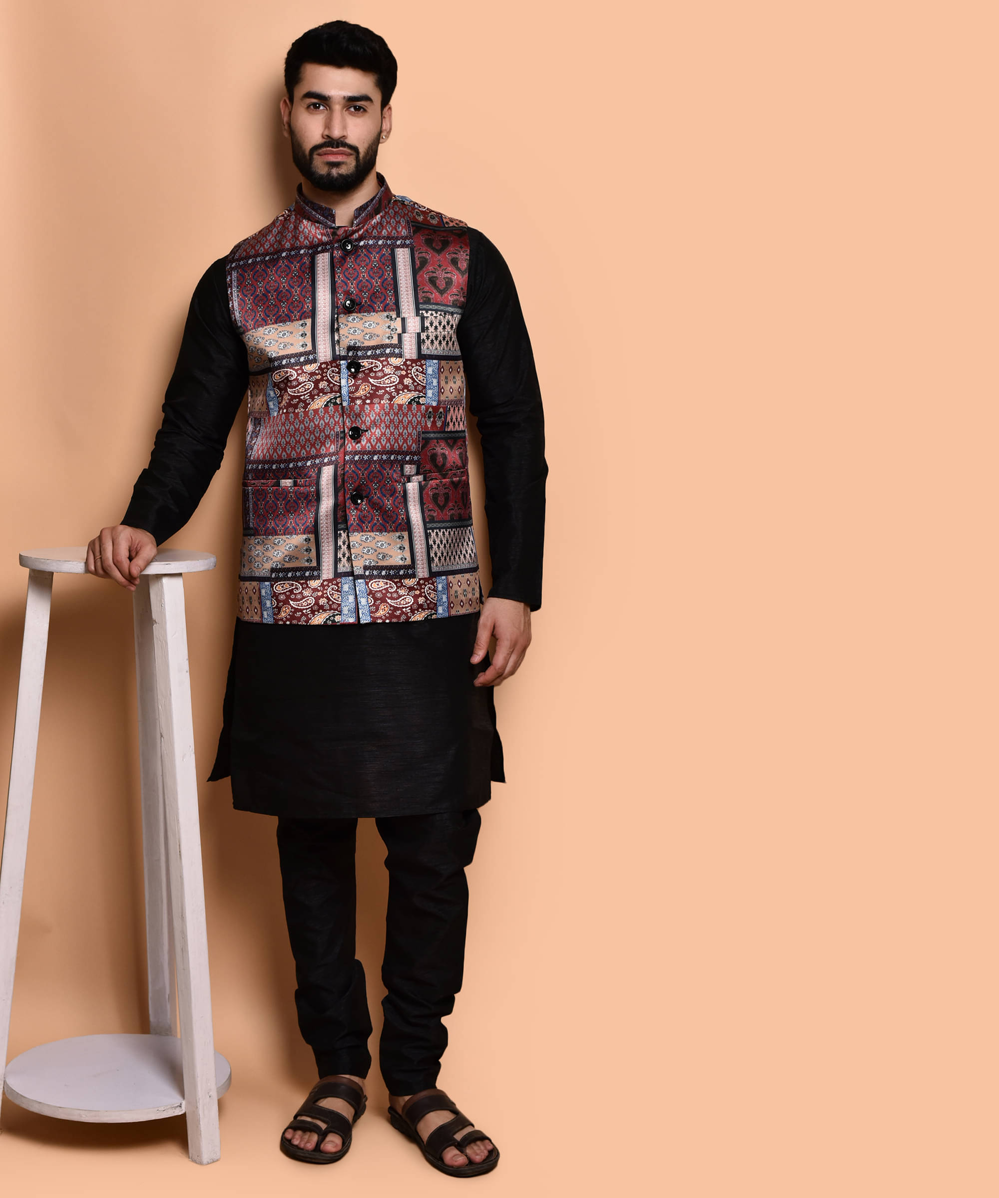 PRINTCULTR Black Silk Regular Fit Men's Kurta Pyjama Set ( Pack of 1 ) PRINTCULTR Black Silk Regular Fit Men's Kurta Pyjama Set ( Pack of 1 )