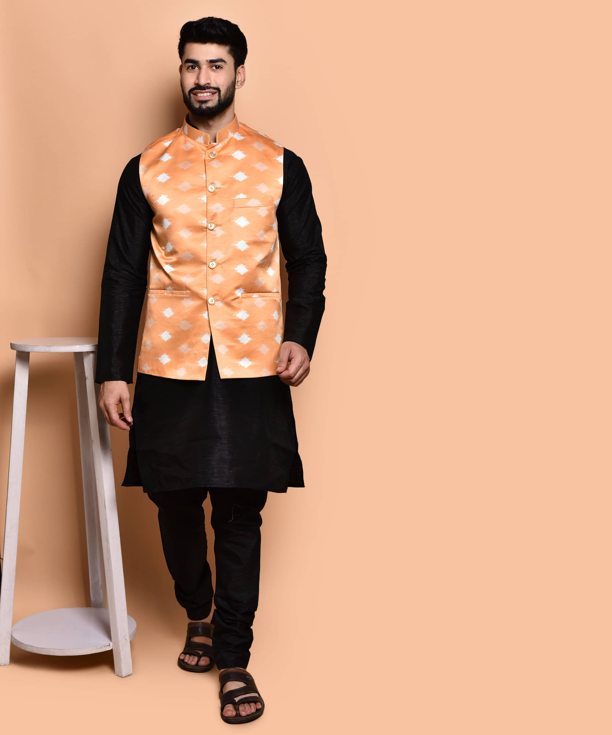 PRINTCULTR Black Silk Regular Fit Men's Kurta Pyjama Set ( Pack of 1 ) PRINTCULTR Black Silk Regular Fit Men's Kurta Pyjama Set ( Pack of 1 )