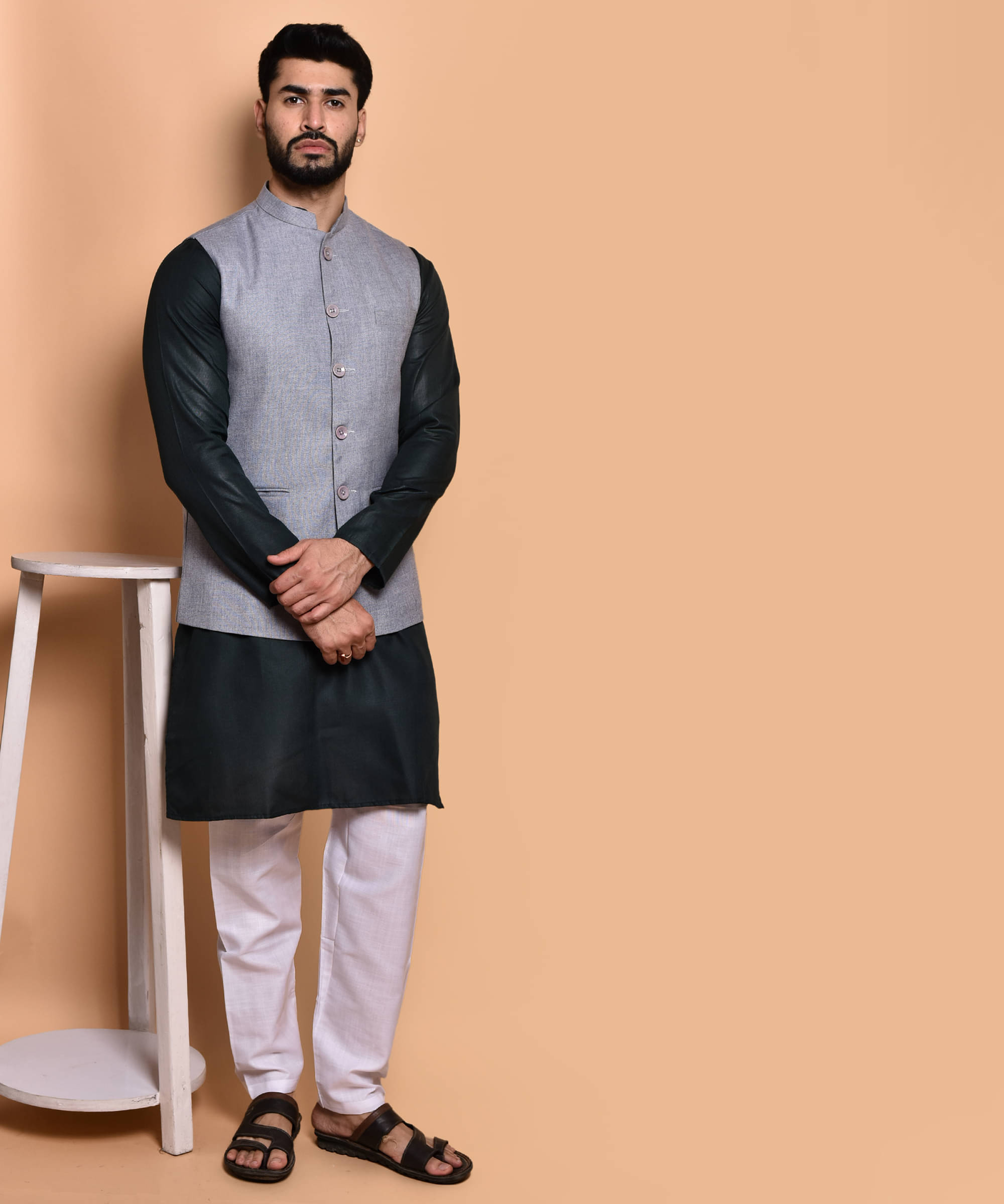     			PRINTCULTR Dark Green Cotton Regular Fit Men's Kurta Pyjama Set ( Pack of 1 )