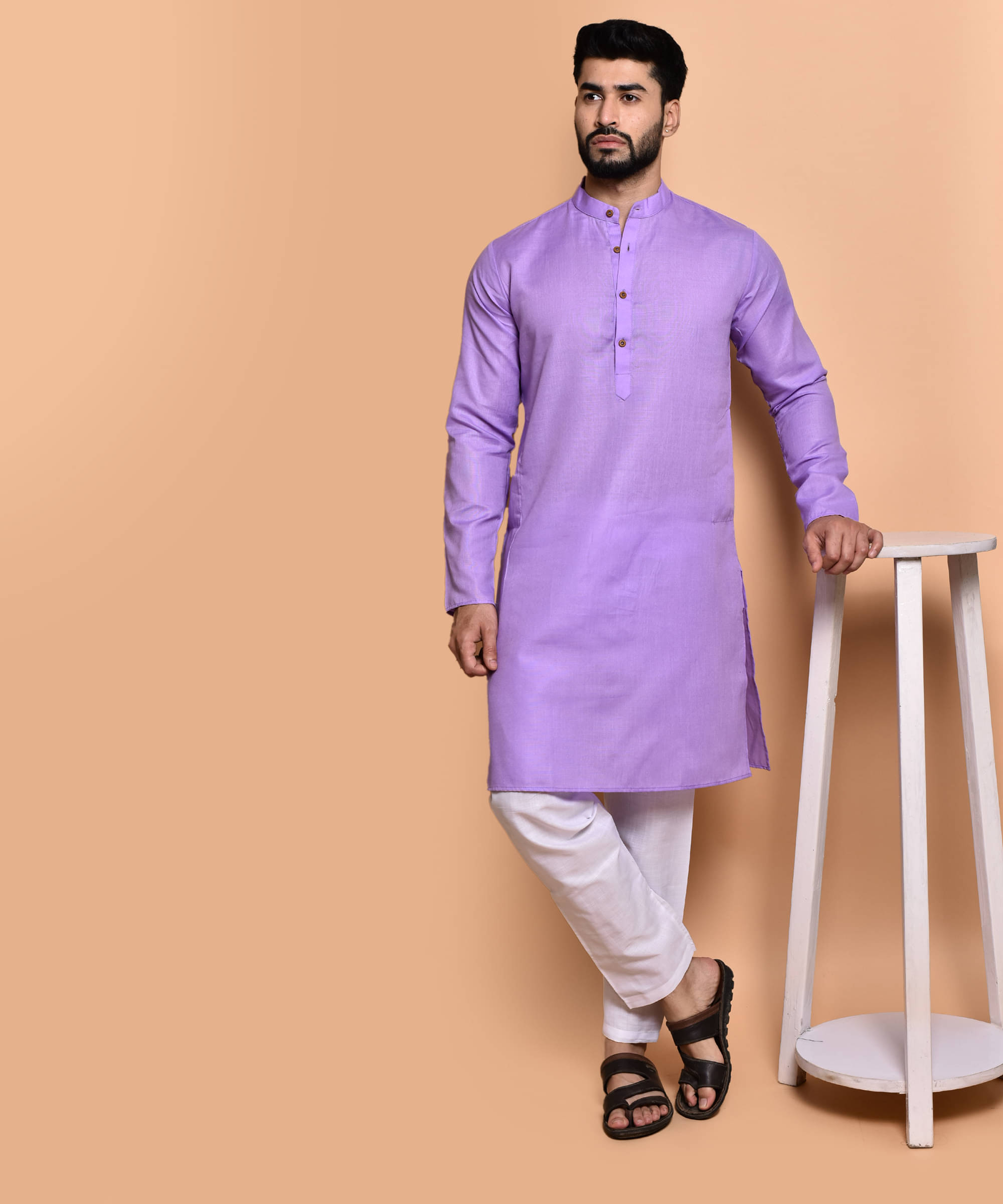 PRINTCULTR Lavender Cotton Regular Fit Men's Kurta Pyjama Set ( Pack of 1 ) PRINTCULTR Lavender Cotton Regular Fit Men's Kurta Pyjama Set ( Pack of 1 )