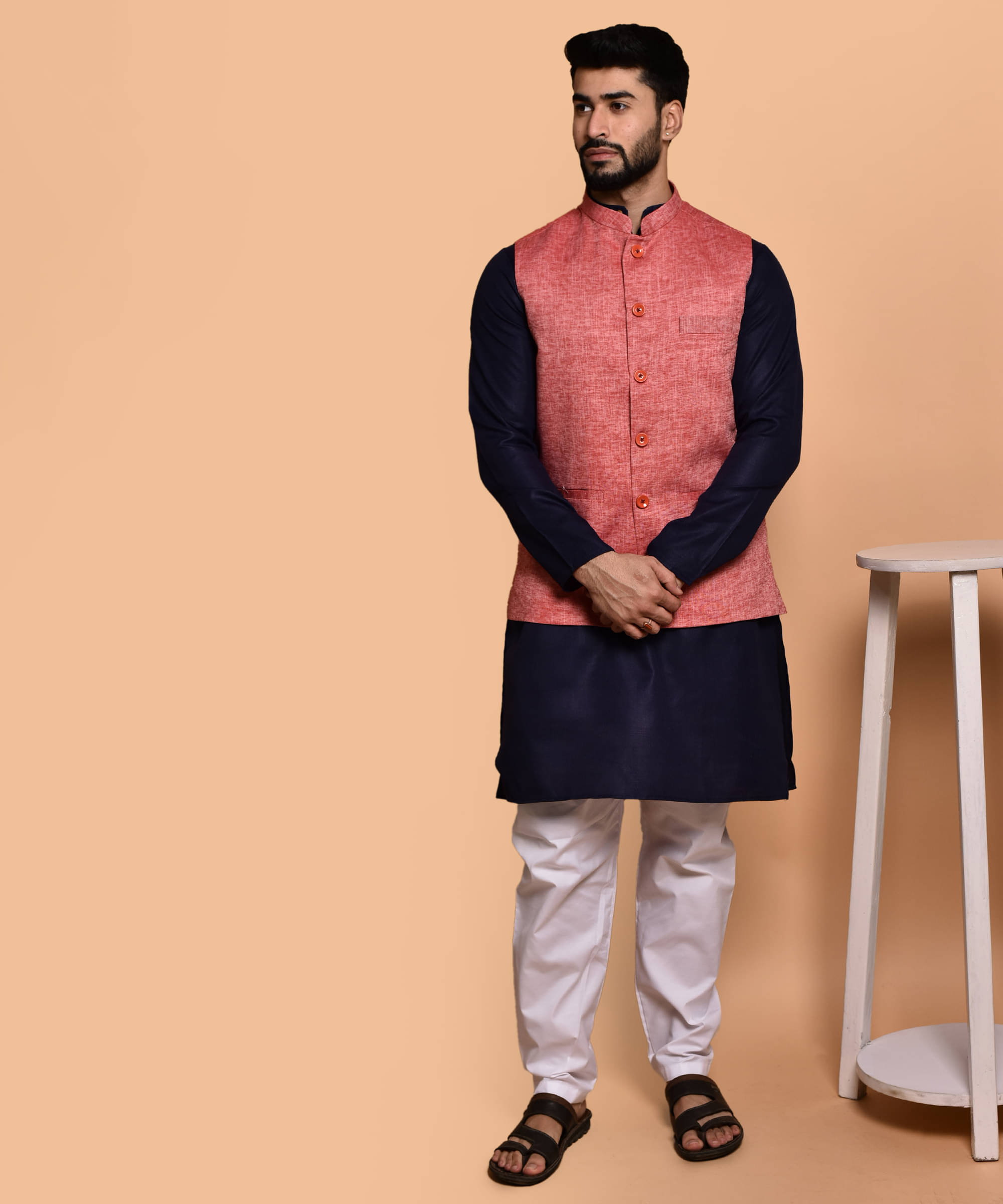 PRINTCULTR Navy Cotton Regular Fit Men's Kurta Pyjama Set ( Pack of 1 ) PRINTCULTR Navy Cotton Regular Fit Men's Kurta Pyjama Set ( Pack of 1 )