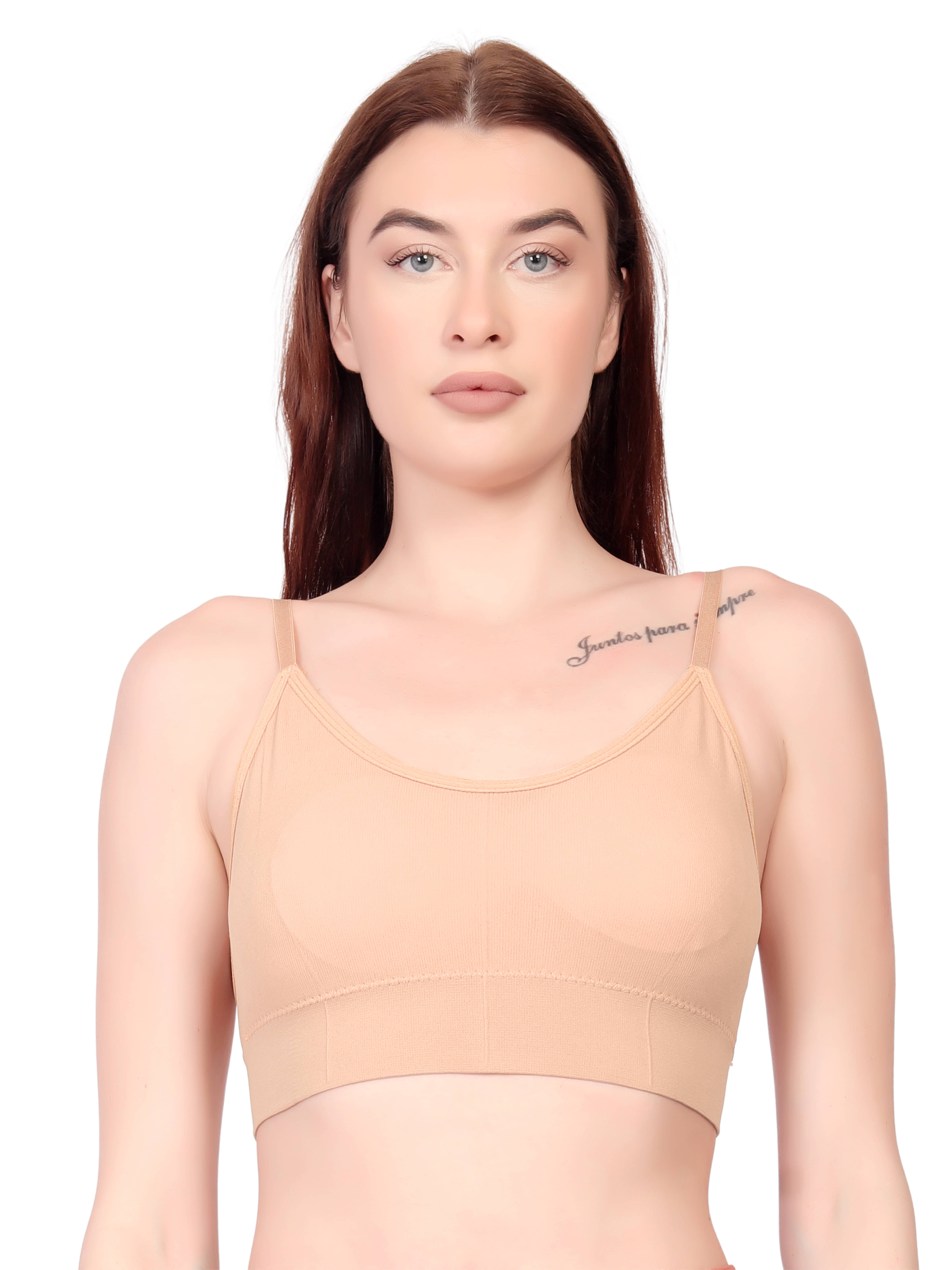 3Mads Cotton Blend Removable Padding Women's Cami bra ( Beige ) GBra013_SK 3Mads Cotton Blend Removable Padding Women's Cami bra ( Beige ) GBra013_SK