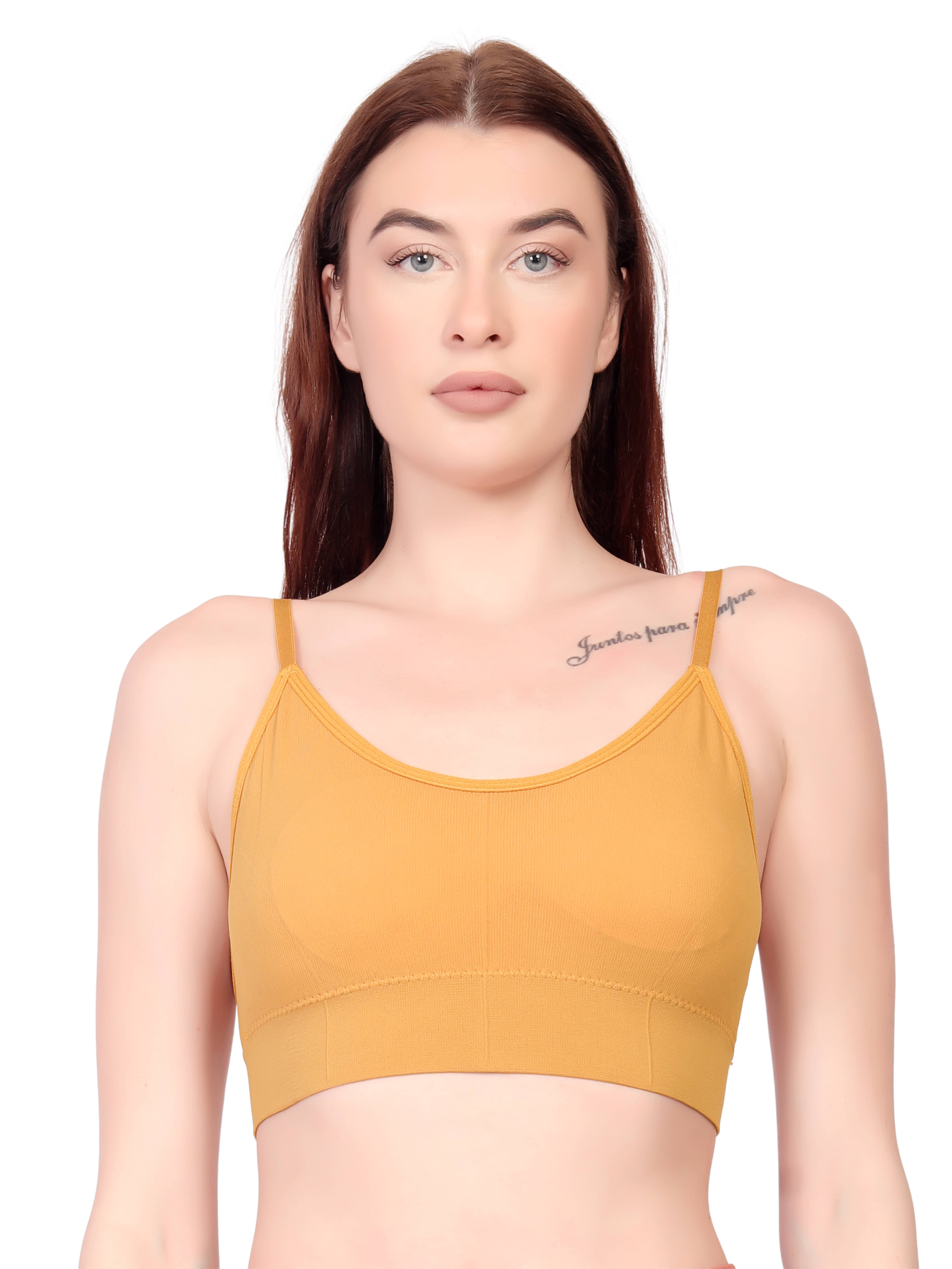     			3Mads Cotton Blend Removable Padding Women's Cami bra ( Yellow ) GBra013_Y