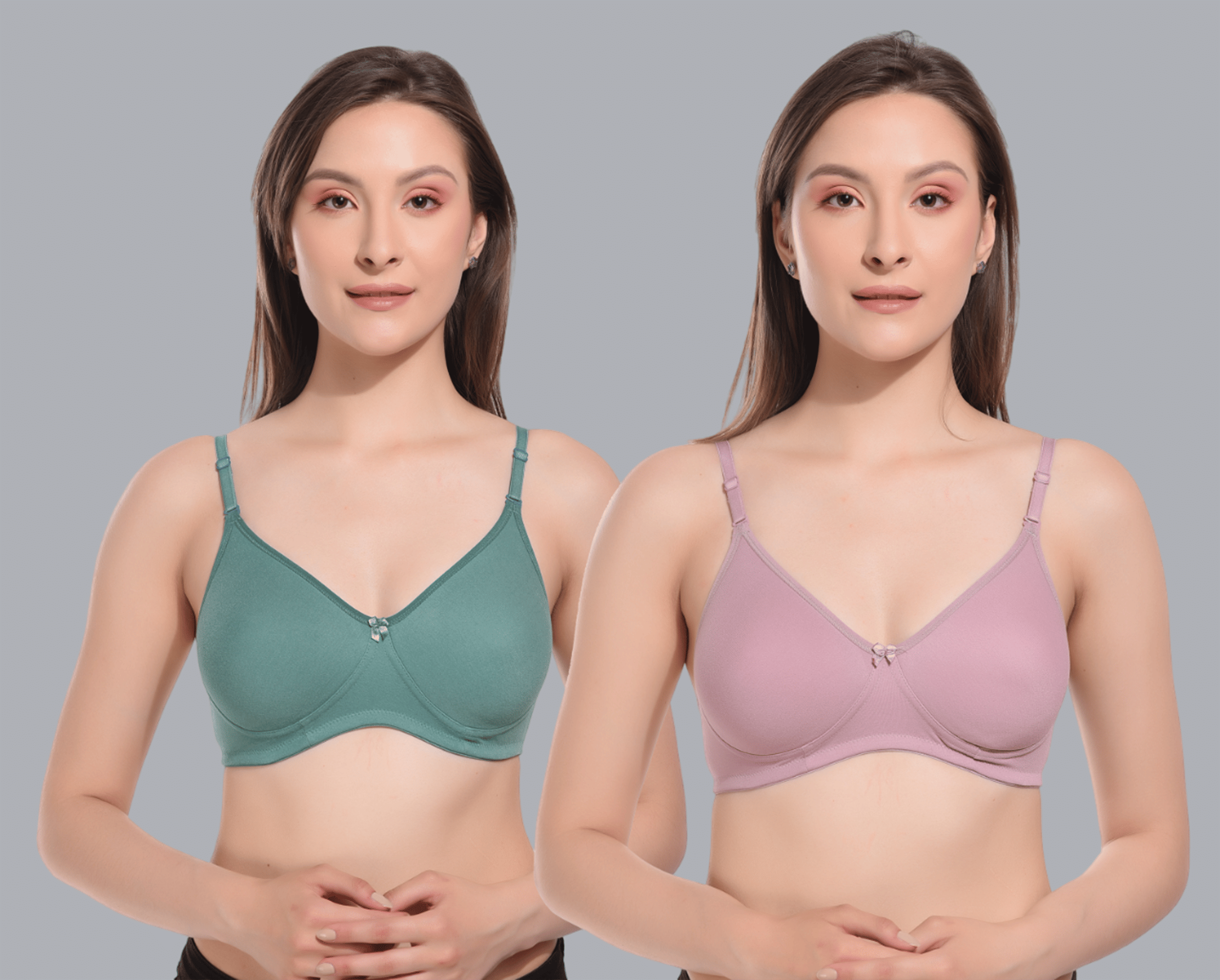    			Viral Girl Pack of 2 Cotton Lightly Padded Women's T-Shirt Bra ( Pink ) VM-SPACER-GREEN-ONION