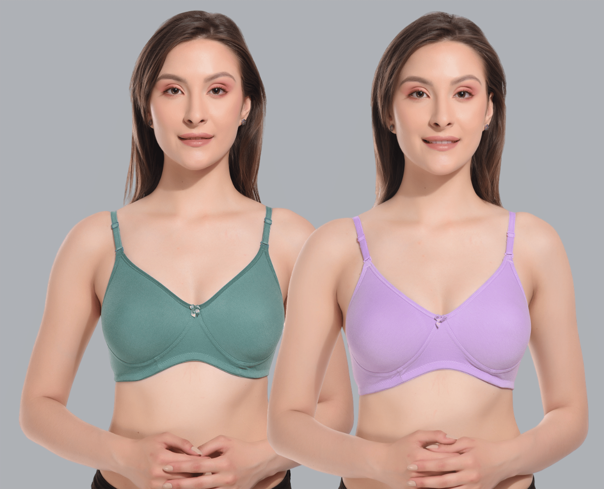     			Viral Girl Pack of 2 Cotton Lightly Padded Women's T-Shirt Bra ( Purple ) VM-SPACER-GREEN-PURPLE