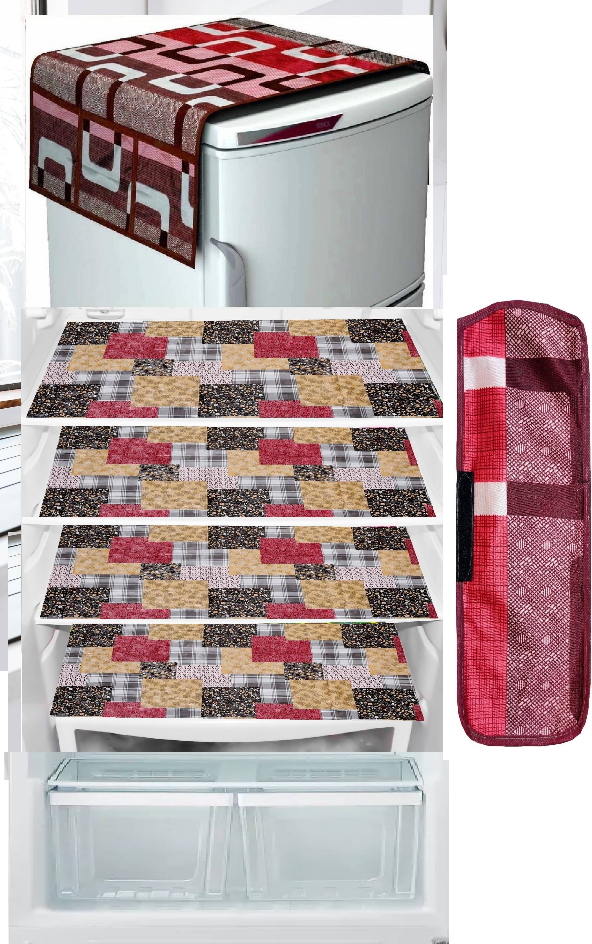     			Revexo PVC Abstract Fridge Mat & Cover ( 40 32 ) Pack of 6 - Multicolor