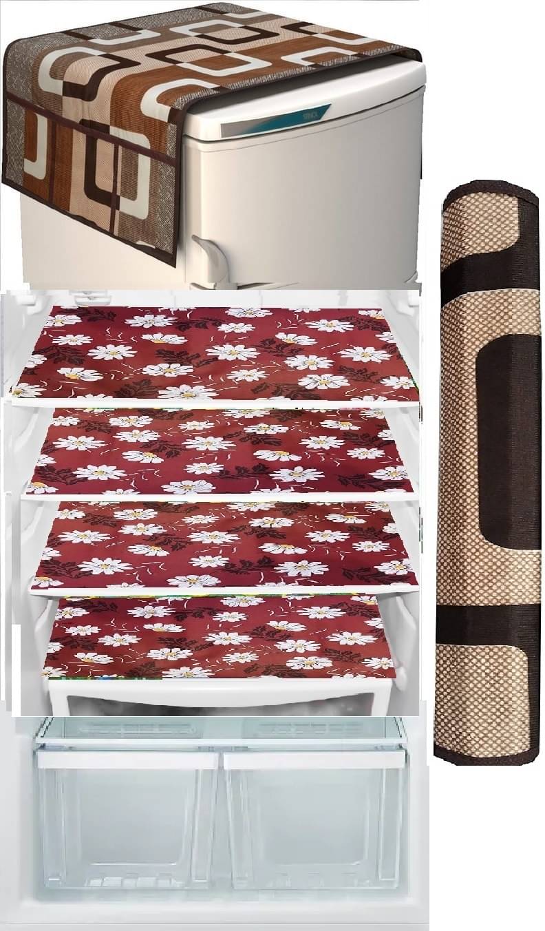 Revexo PVC Floral Fridge Mat & Cover ( 40 32 ) Pack of 6 - Multicolor Revexo PVC Floral Fridge Mat & Cover ( 40 32 ) Pack of 6 - Multicolor