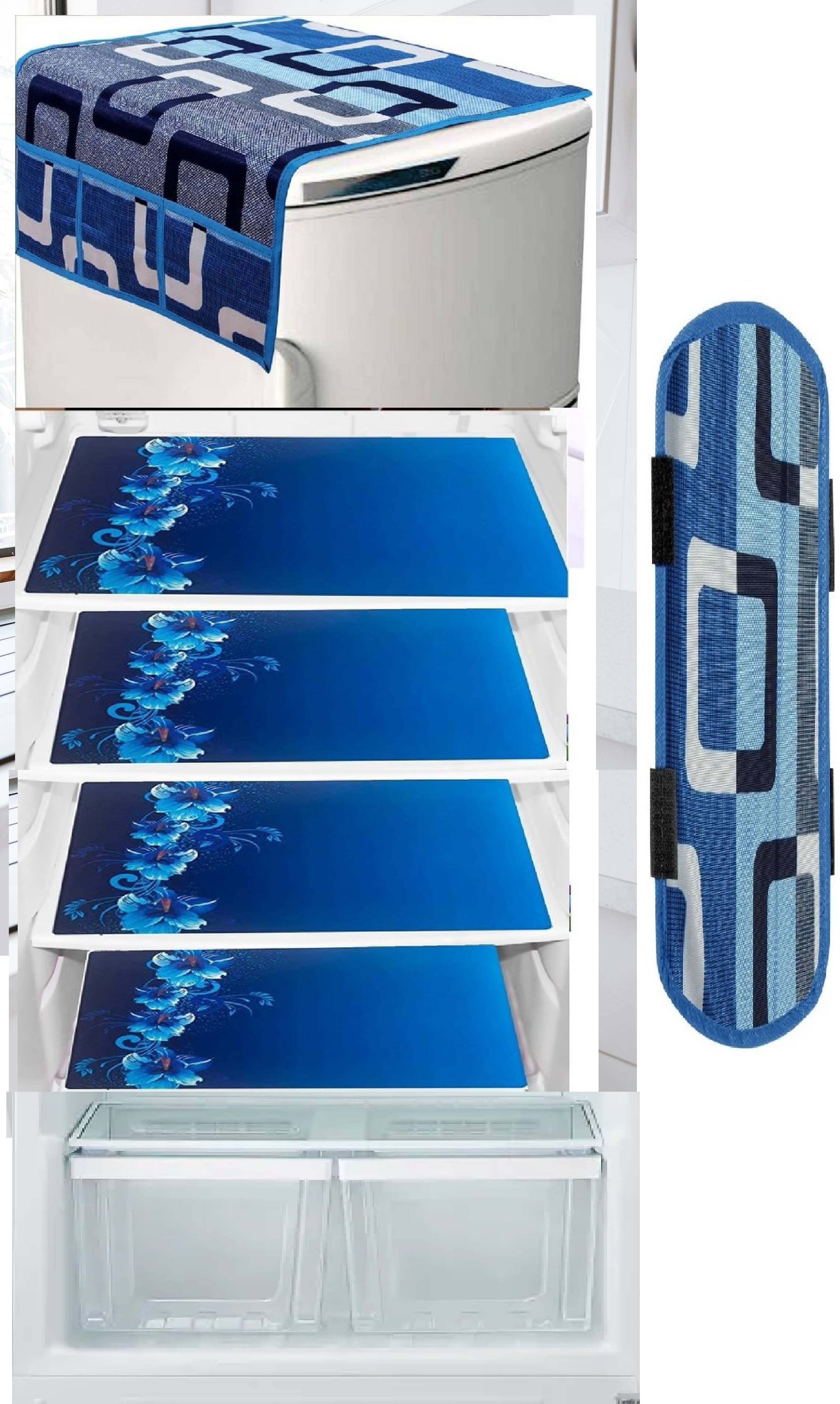     			Revexo PVC Floral Fridge Mat & Cover ( 40 32 ) Pack of 6 - Multicolor