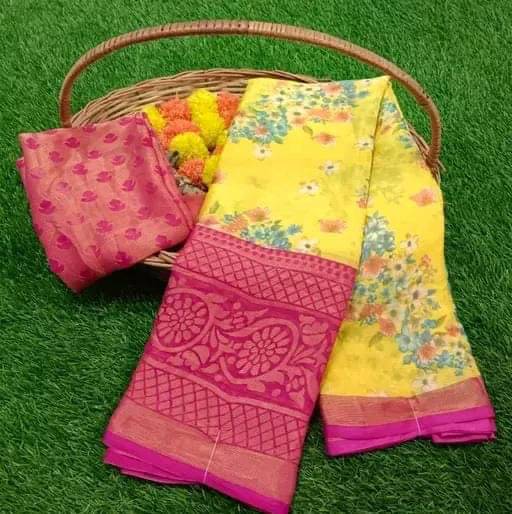     			Sanjana Silk Brasso Printed Saree With Unstitched Blouse Piece ( Pink )