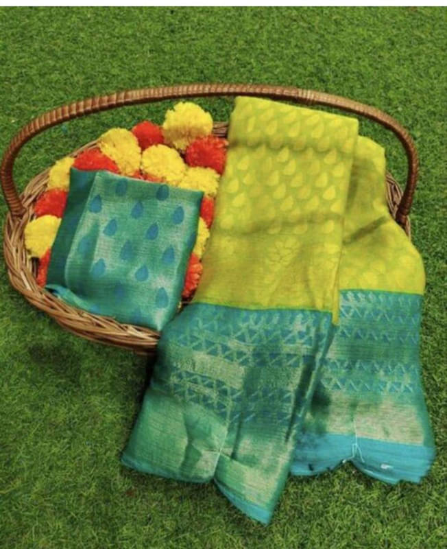 Sanjana Silk Brasso Printed Saree With Unstitched Blouse Piece ( Green ) Sanjana Silk Brasso Printed Saree With Unstitched Blouse Piece ( Green )