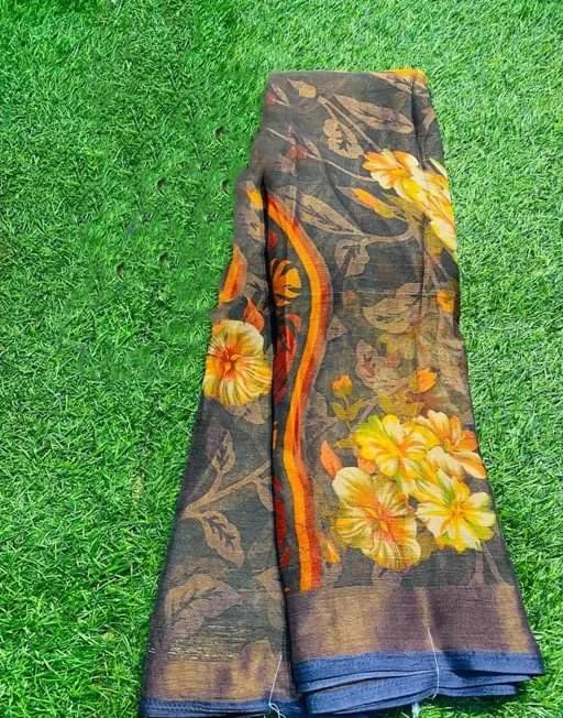 Sanjana Silk Brasso Printed Saree With Unstitched Blouse Piece ( Grey ) Sanjana Silk Brasso Printed Saree With Unstitched Blouse Piece ( Grey )