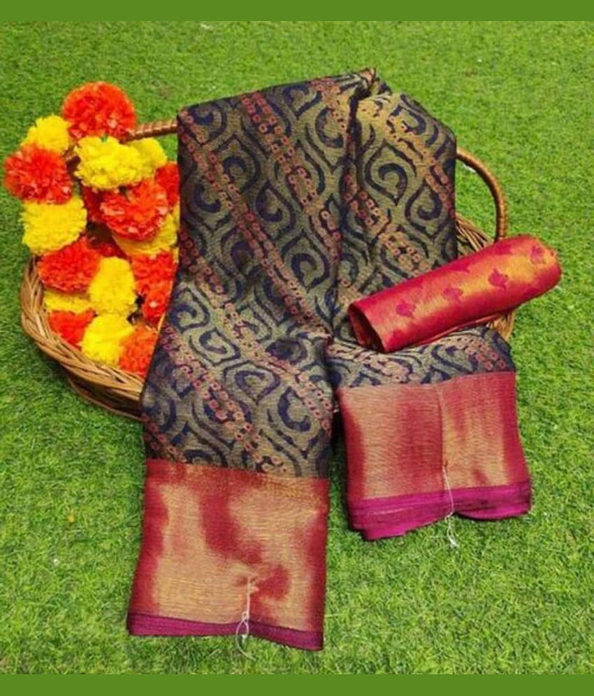 Sanwariya Silks Brasso Printed Saree With Unstitched Blouse Piece ( Green ) - Sarees | Buy online on ZillyBuy