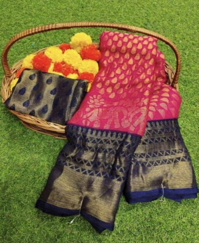     			Sanwariya Silks Brasso Printed Saree With Unstitched Blouse Piece ( Pink )