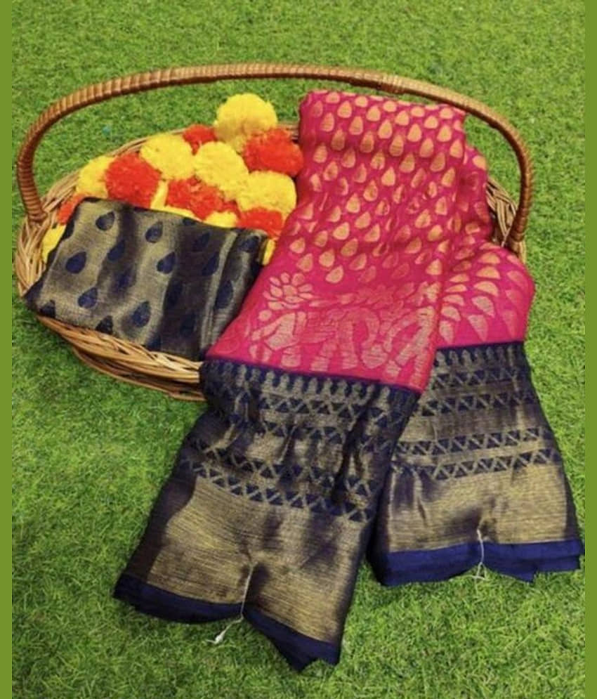 Sanwariya Silks Brasso Printed Saree With Unstitched Blouse Piece ( Navy Blue ) - Sarees | Buy online on ZillyBuy