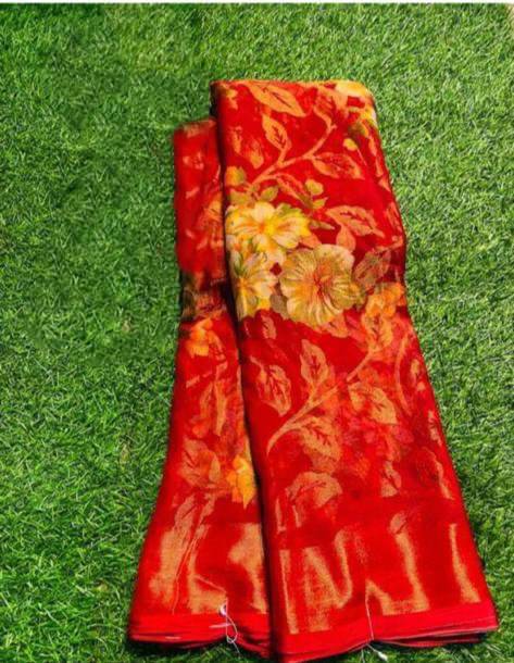 Sanwariya Silks Brasso Printed Saree With Unstitched Blouse Piece ( Red ) Sanwariya Silks Brasso Printed Saree With Unstitched Blouse Piece ( Red )