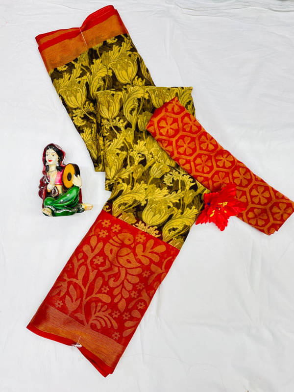 Sanwariya Silks Brasso Printed Saree With Unstitched Blouse Piece ( Orange )     			Sanwariya Silks Brasso Printed Saree With Unstitched Blouse Piece ( Orange )