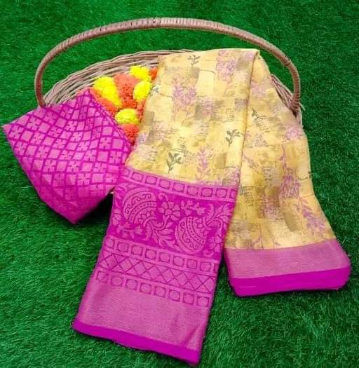     			Sitanjali Brasso Printed Saree With Unstitched Blouse Piece ( Pink )