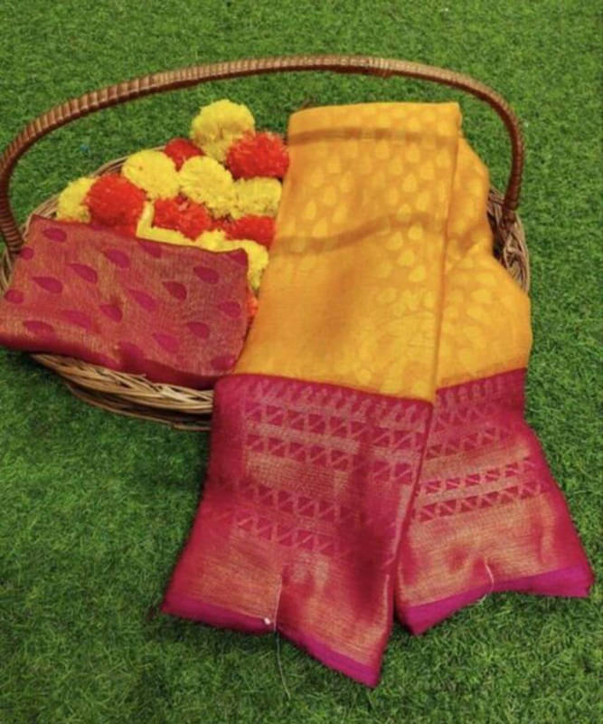 Sitanjali Brasso Printed Saree With Unstitched Blouse Piece ( Yellow ) Sitanjali Brasso Printed Saree With Unstitched Blouse Piece ( Yellow )