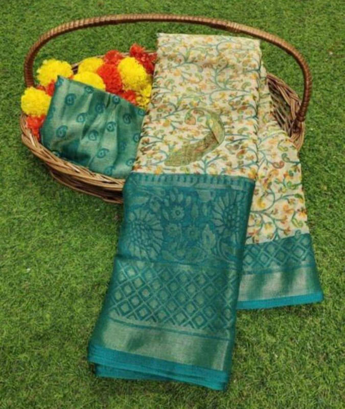     			Sitanjali Brasso Printed Saree With Unstitched Blouse Piece ( SkyBlue )