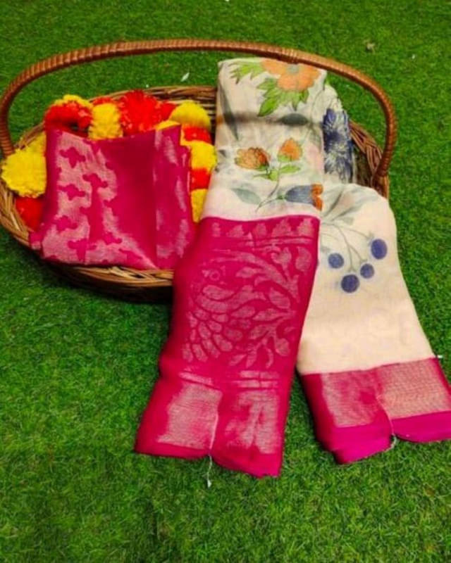 Sitanjali Brasso Printed Saree With Unstitched Blouse Piece ( Pink ) Sitanjali Brasso Printed Saree With Unstitched Blouse Piece ( Pink )