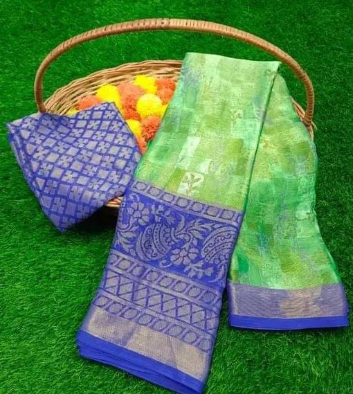 Sitanjali Brasso Printed Saree With Unstitched Blouse Piece ( Blue ) Sitanjali Brasso Printed Saree With Unstitched Blouse Piece ( Blue )