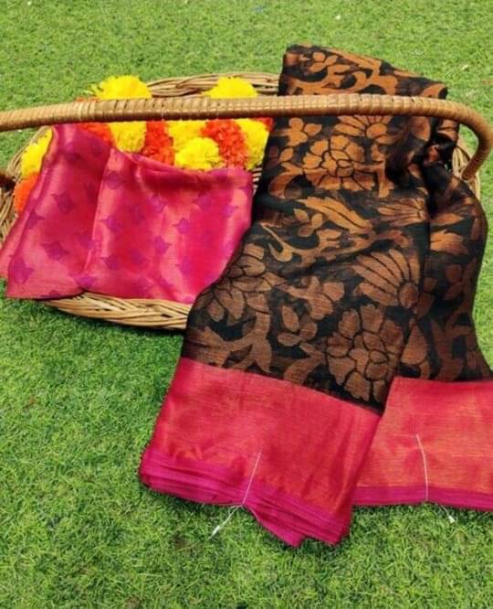 Sitanjali Brasso Printed Saree With Unstitched Blouse Piece ( Black ) Sitanjali Brasso Printed Saree With Unstitched Blouse Piece ( Black )