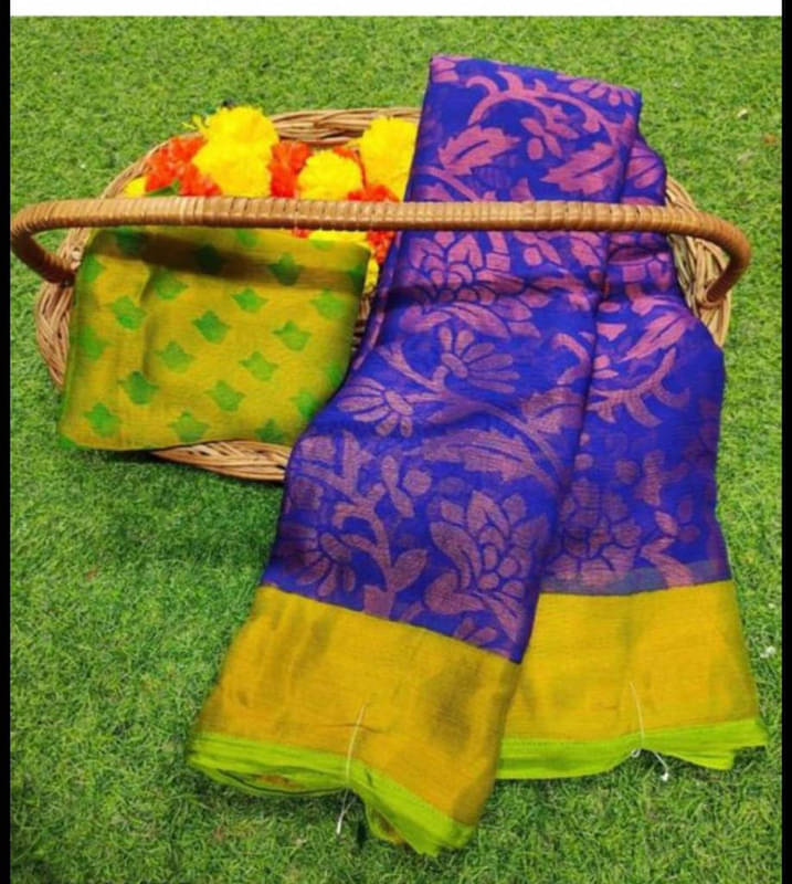Sitanjali Brasso Printed Saree With Unstitched Blouse Piece ( Blue ) Sitanjali Brasso Printed Saree With Unstitched Blouse Piece ( Blue )