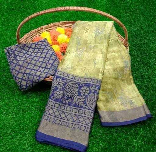     			Sitanjali Lifestyle Brasso Printed Saree With Unstitched Blouse Piece ( Navy Blue )