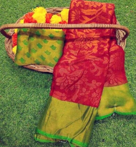Sitanjali Lifestyle Brasso Printed Saree With Unstitched Blouse Piece ( Pink ) Sitanjali Lifestyle Brasso Printed Saree With Unstitched Blouse Piece ( Pink )
