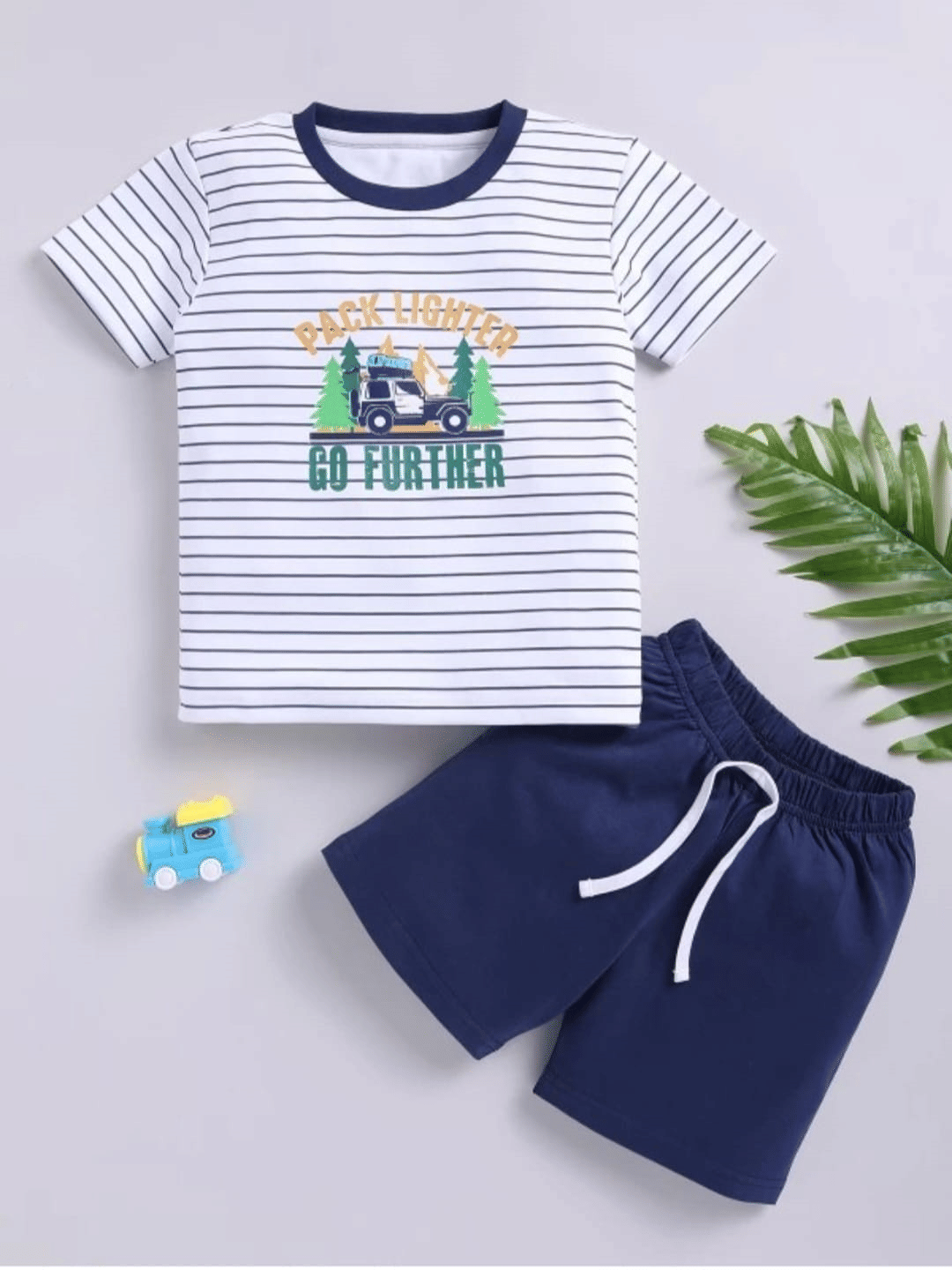 VELION Pack of 1 Unisex for Baby Cotton Blend T-Shirt & Shorts ( White & Blue )