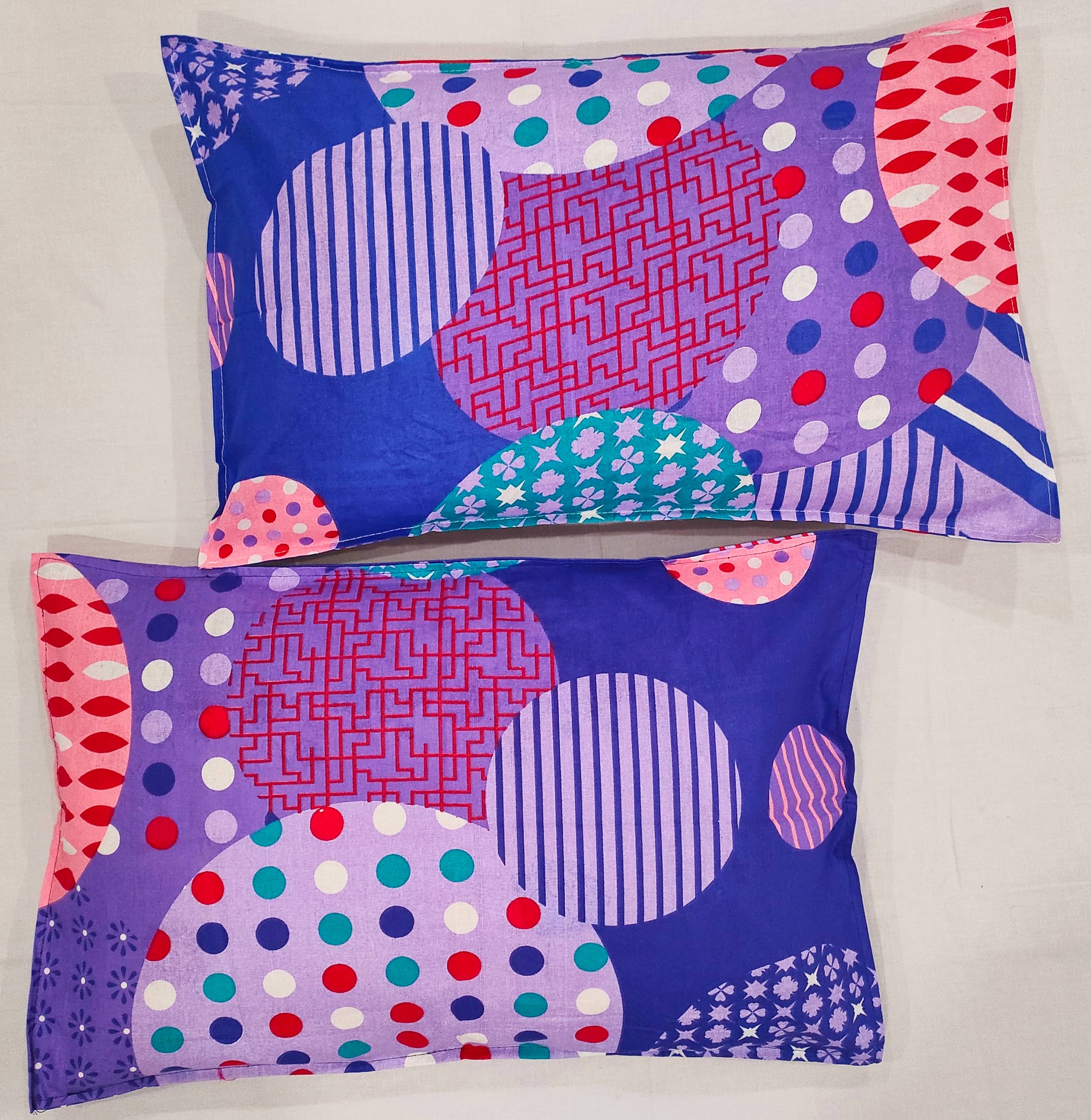    			gharsaaz - Pack of 2 Poly Cotton Abstract Printed Standard Size Pillow Cover ( 68.58 cm(27) x 43.18 cm(17) ) - Multi-Colour