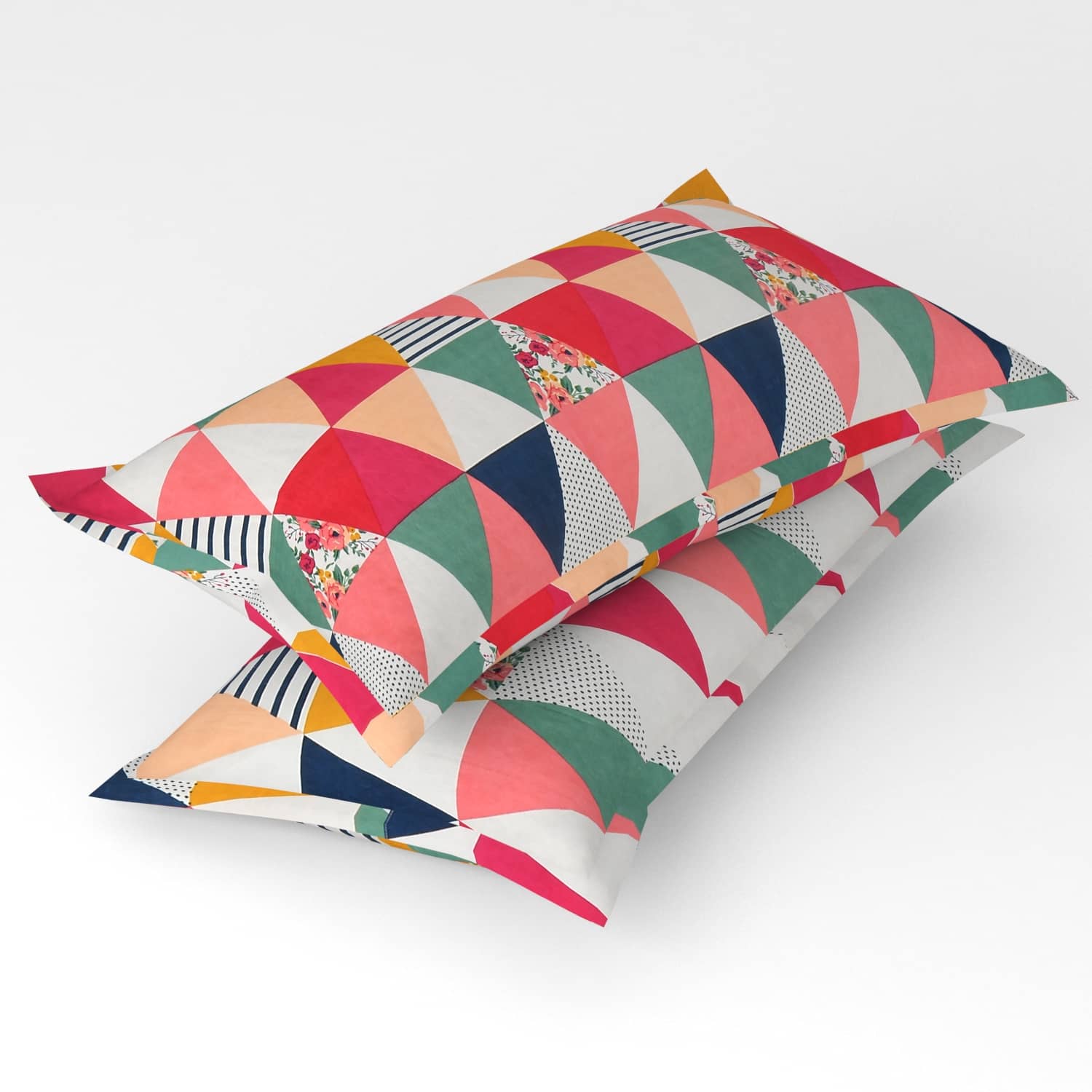 gharsaaz - Pack of 2 Poly Cotton Abstract Printed Standard Size Pillow Cover ( 68.58 cm(27) x 43.18 cm(17) ) - Multi-Colour