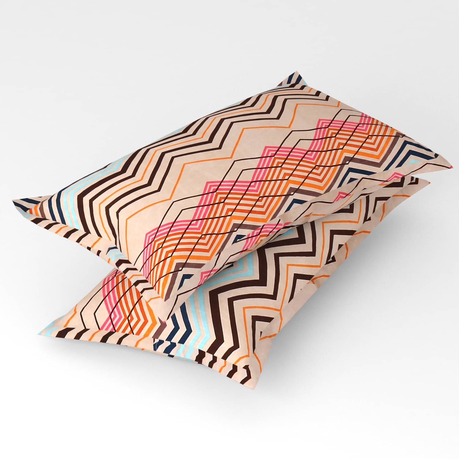     			gharsaaz - Pack of 2 Poly Cotton Abstract Printed Standard Size Pillow Cover ( 68.58 cm(27) x 43.18 cm(17) ) - Multi-Colour