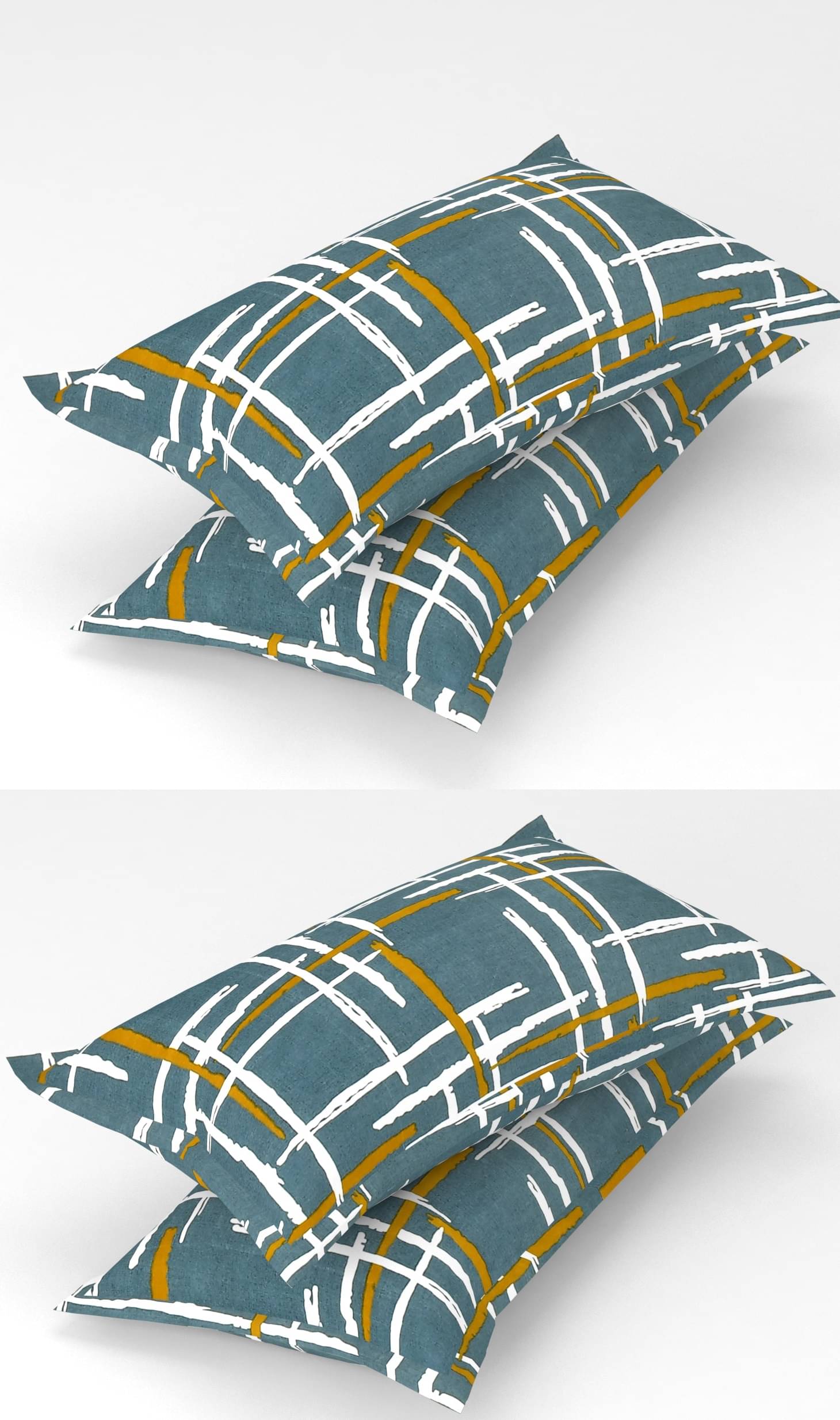     			gharsaaz - Pack of 4 Poly Cotton Abstract Printed Standard Size Pillow Cover ( 68.58 cm(27) x 43.18 cm(17) ) - Multi-Colour