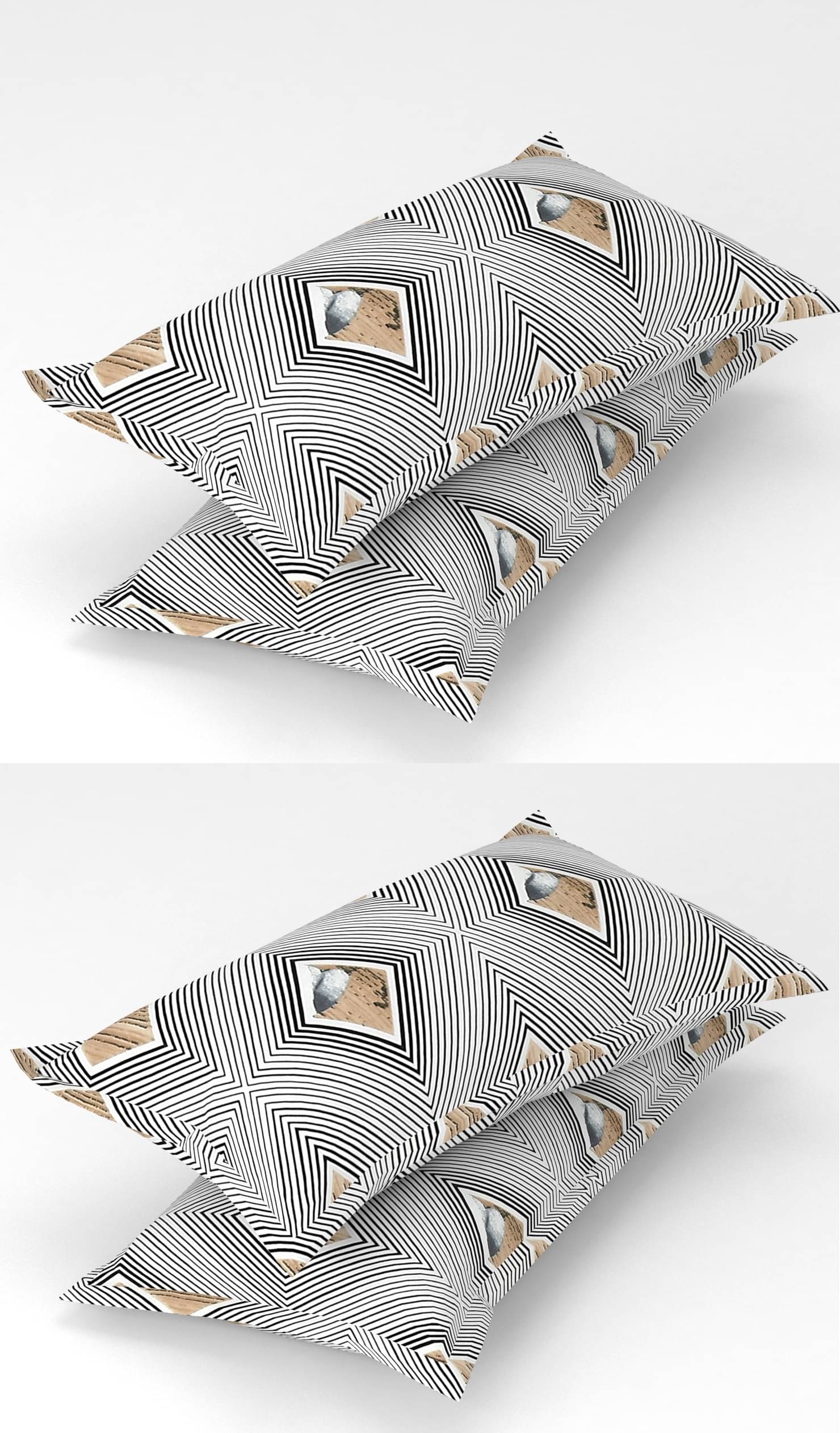     			gharsaaz - Pack of 4 Poly Cotton Abstract Printed Standard Size Pillow Cover ( 68.58 cm(27) x 43.18 cm(17) ) - Multi-Colour