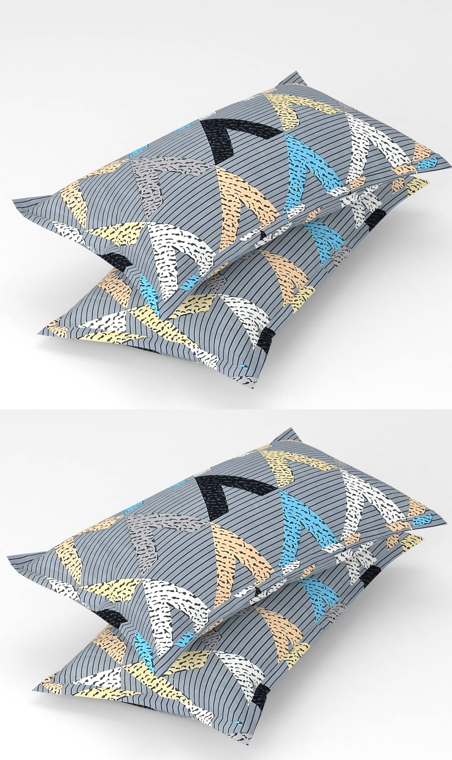     			gharsaaz - Pack of 4 Poly Cotton Abstract Printed Standard Size Pillow Cover ( 68.58 cm(27) x 43.18 cm(17) ) - Multi-Colour