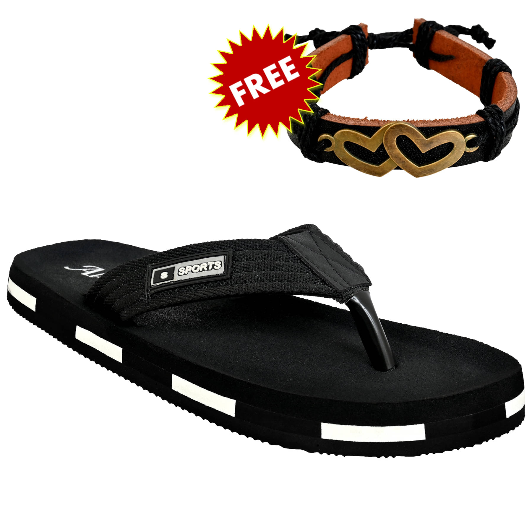     			Altek Black Men's Thong Flip Flop