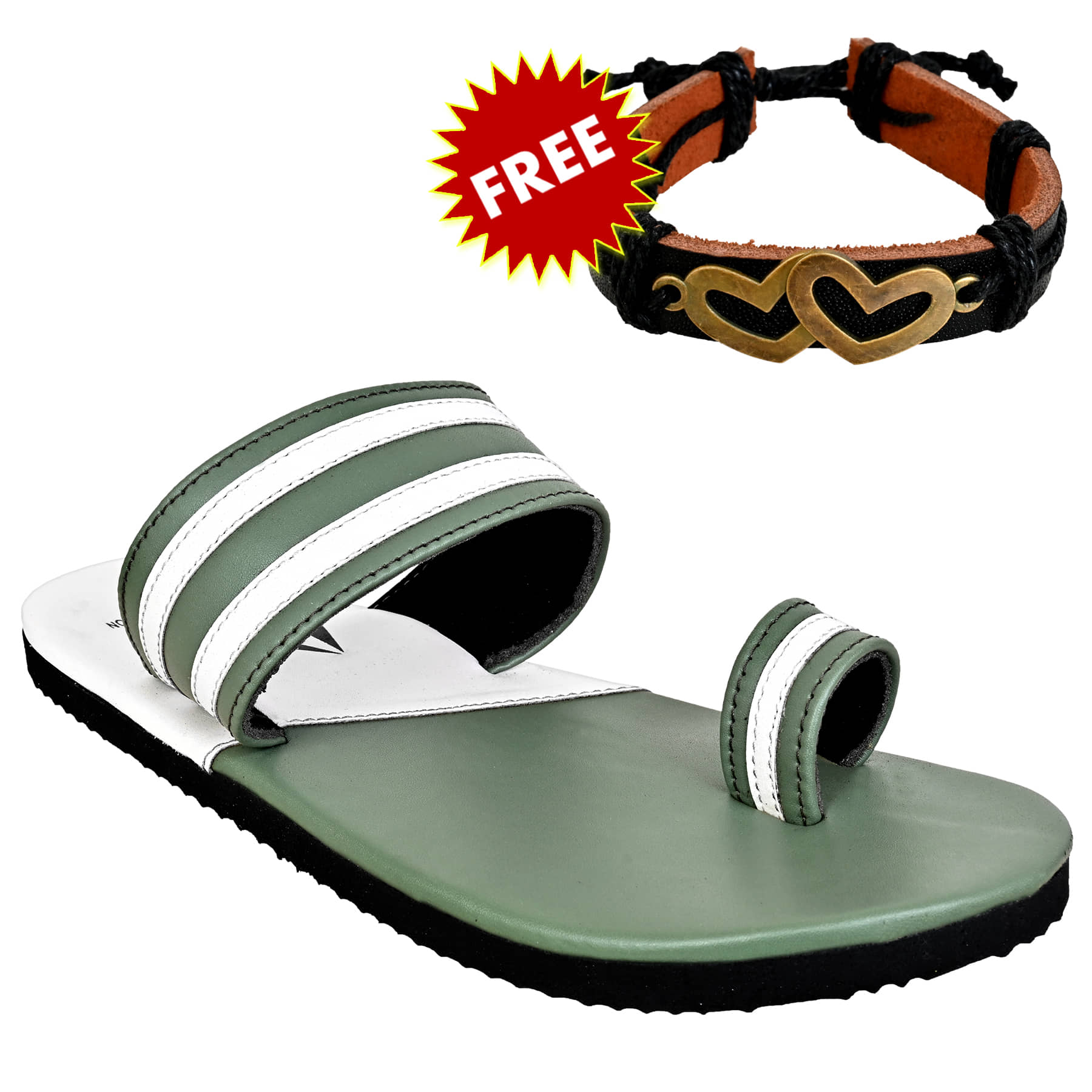 Altek Green Men's Leather Slipper