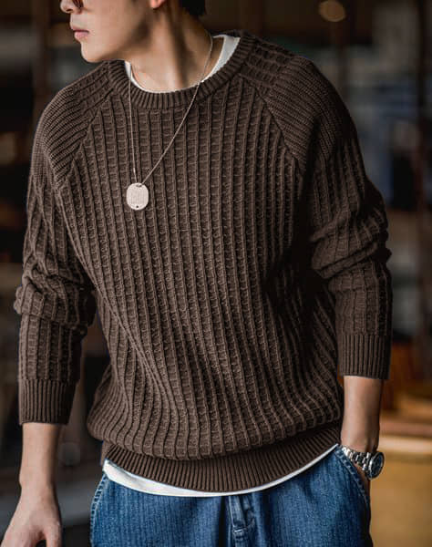 CAT BUNNY Woollen Round Neck Men's Full Sleeves Pullover Sweater - Blue ( Pack of 1 )