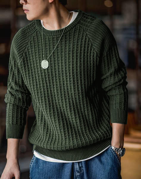     			CAT BUNNY Woollen Round Neck Men's Full Sleeves Pullover Sweater - Green ( Pack of 1 )