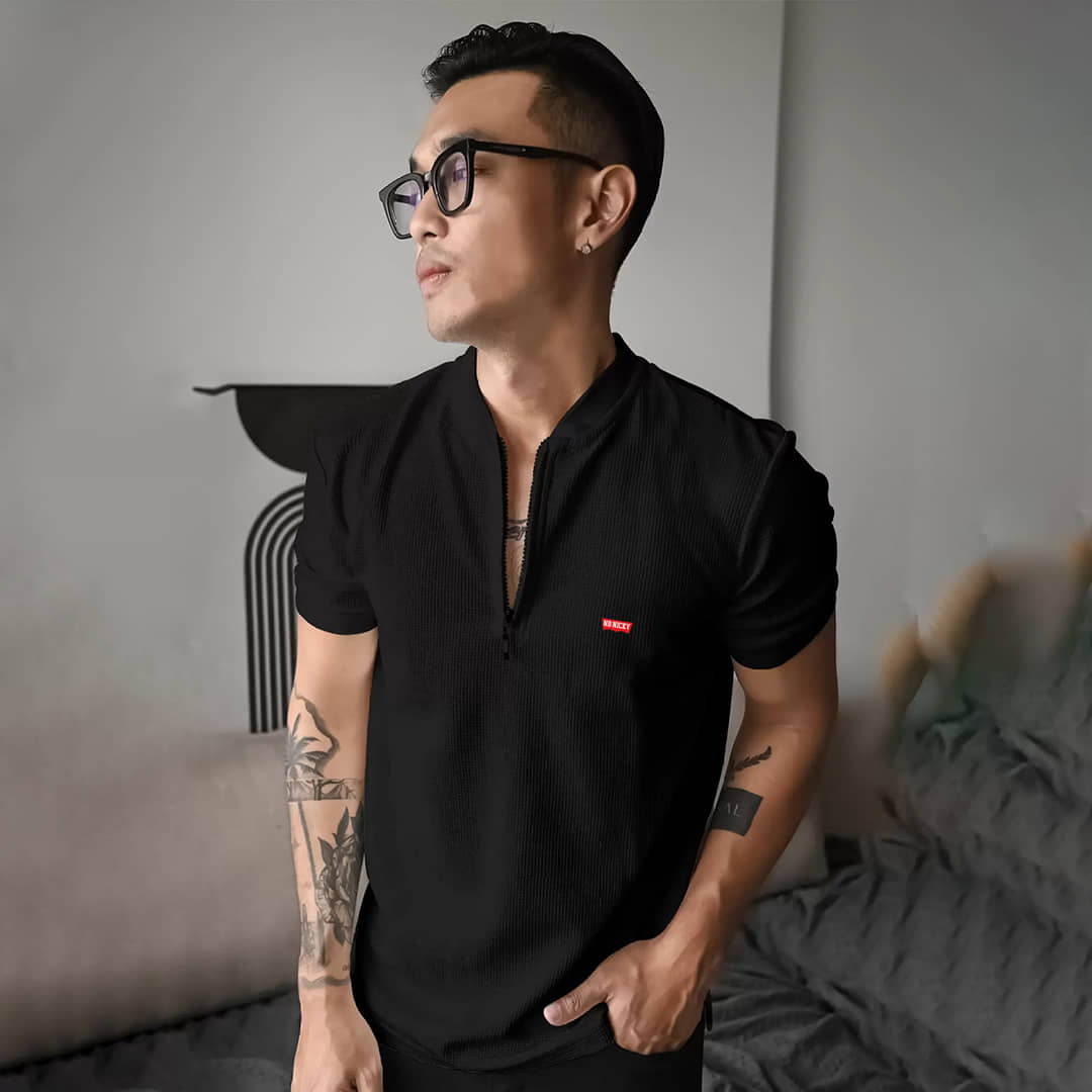CONWAY Pack of 1 Cotton Blend Regular Fit Men's T-Shirt ( Black )
