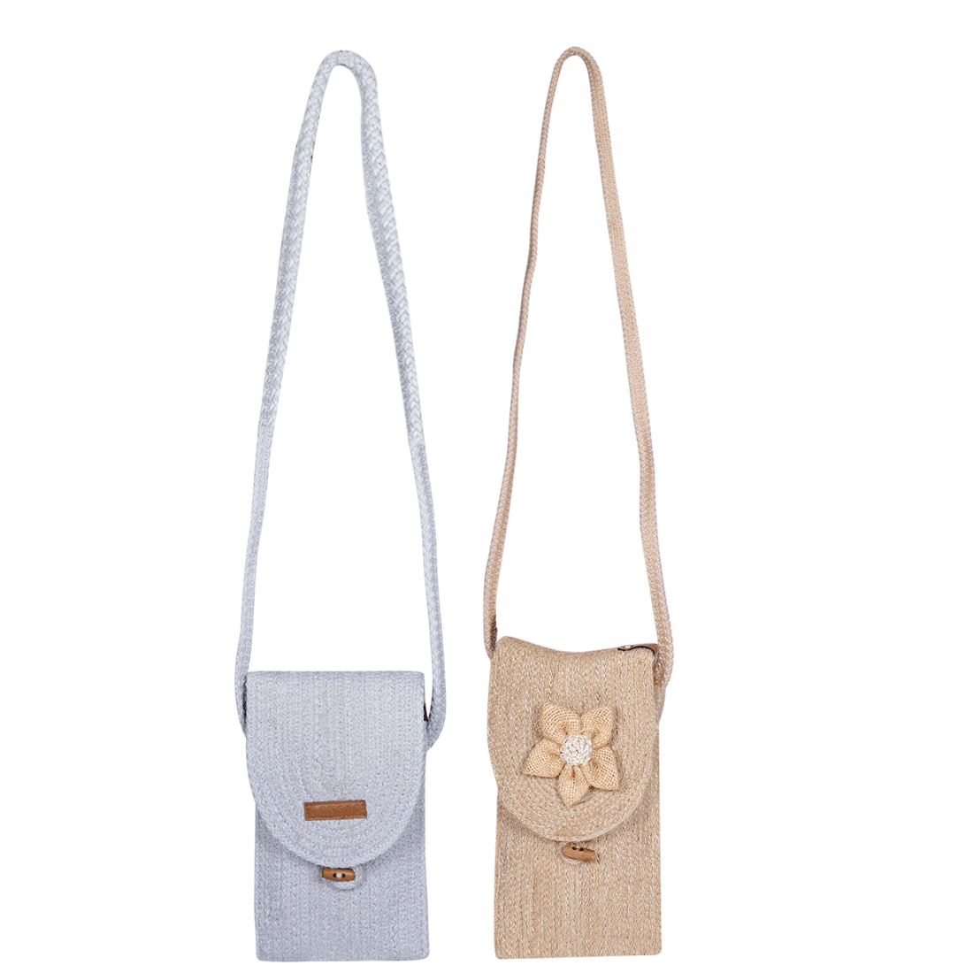     			ENSAC Sling Bag Jute Set of 2 ( Brown )