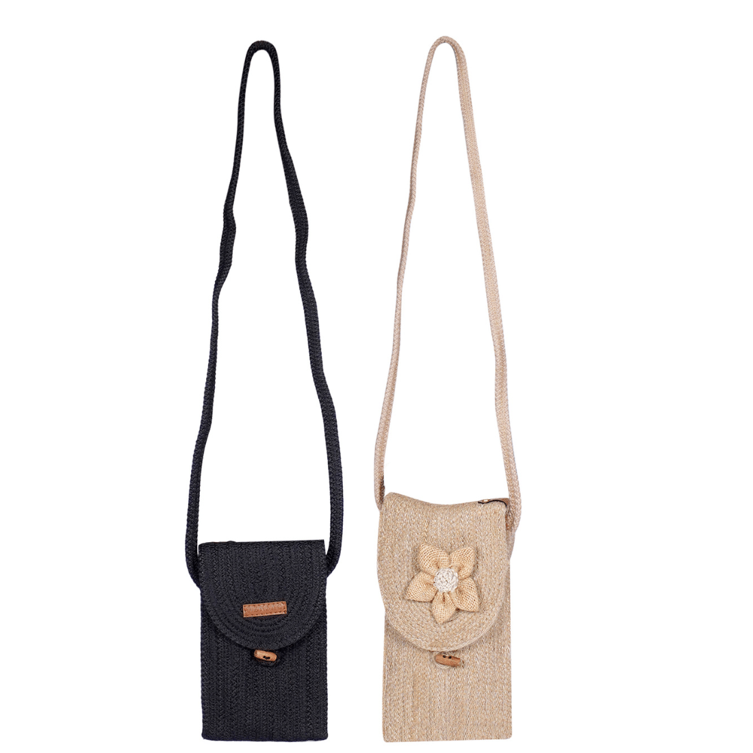     			ENSAC Sling Bag Jute Set of 2 ( Brown )