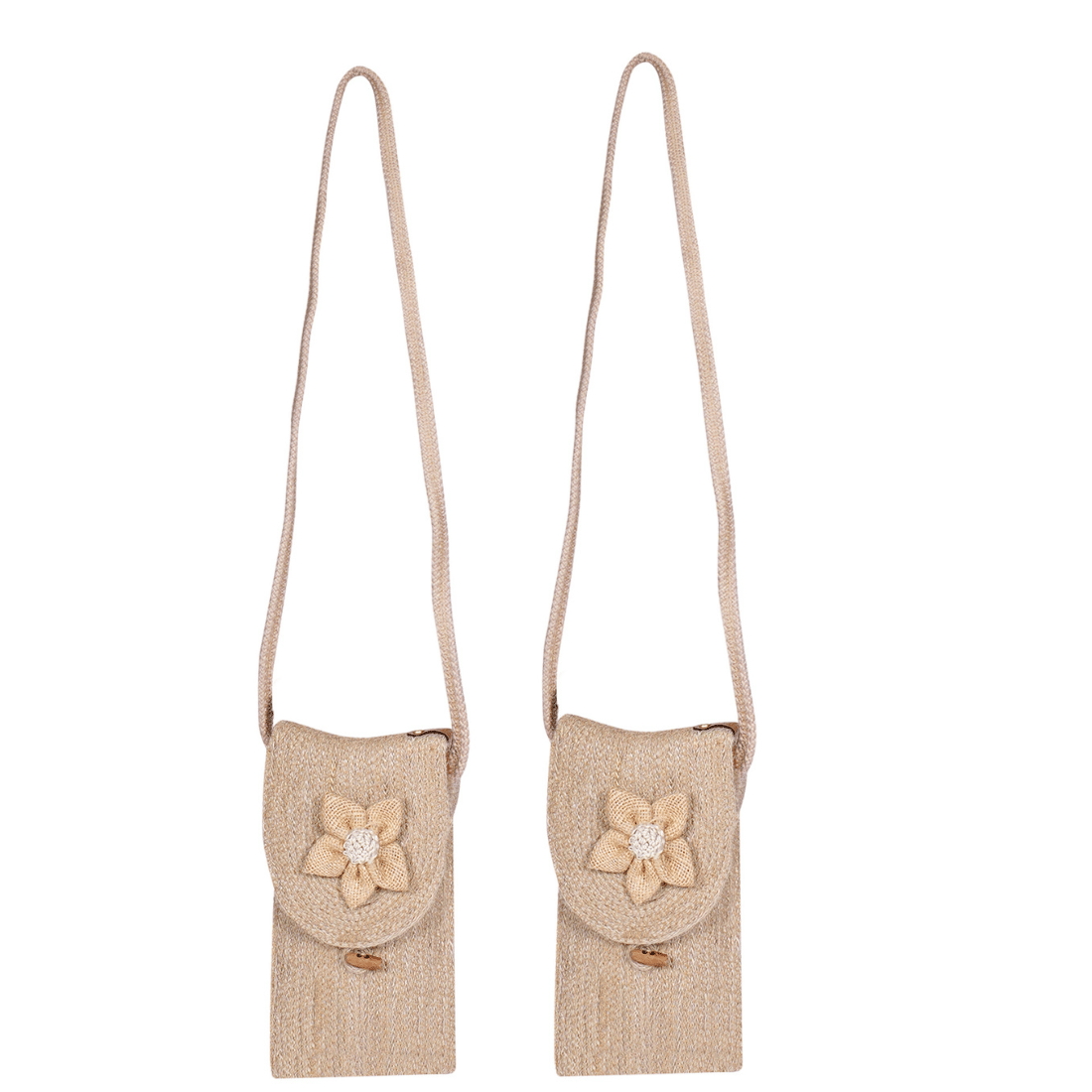     			ENSAC Sling Bag Jute Set of 2 ( Brown )