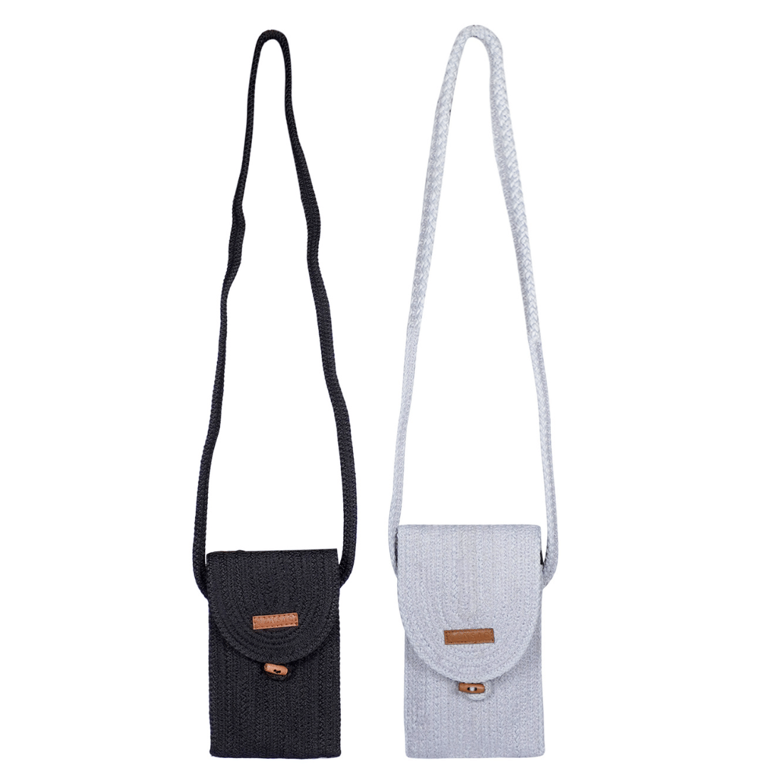     			ENSAC Sling Bag Jute Set of 2 ( Light Grey )