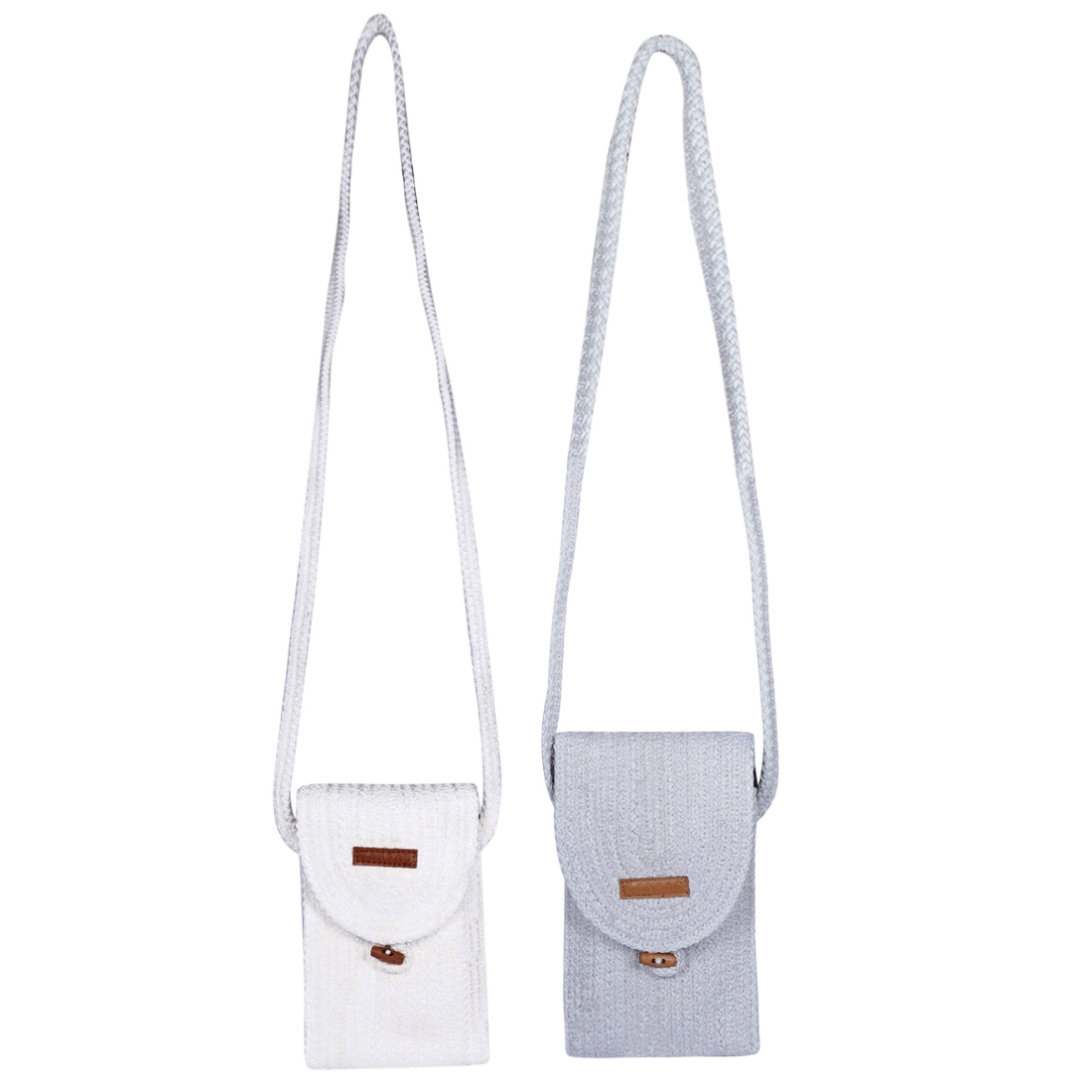     			ENSAC Sling Bag Jute Set of 2 ( Light Grey )