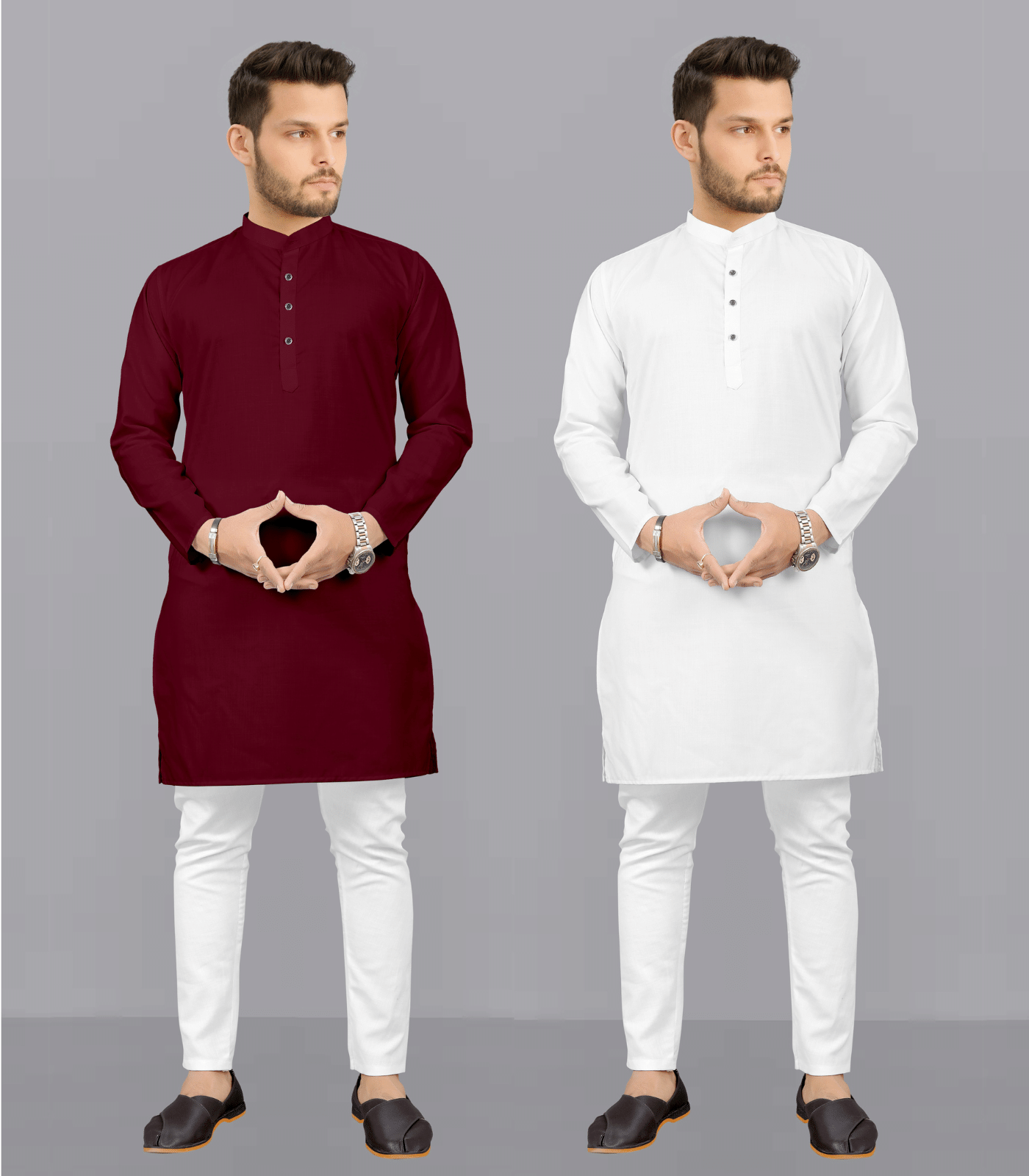 Fashionfricks Multi Cotton Blend Regular Fit Men's Kurta Pyjama Set ( Pack of 2 ) Fashionfricks Multi Cotton Blend Regular Fit Men's Kurta Pyjama Set ( Pack of 2 )
