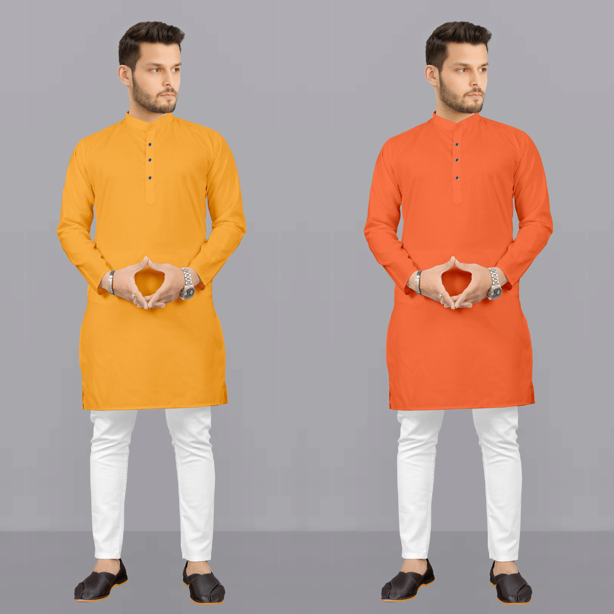 Fashionfricks Multi Cotton Blend Regular Fit Men's Kurta Pyjama Set ( Pack of 2 ) - Kurtas & Kurta Sets | Buy online on ZillyBuy