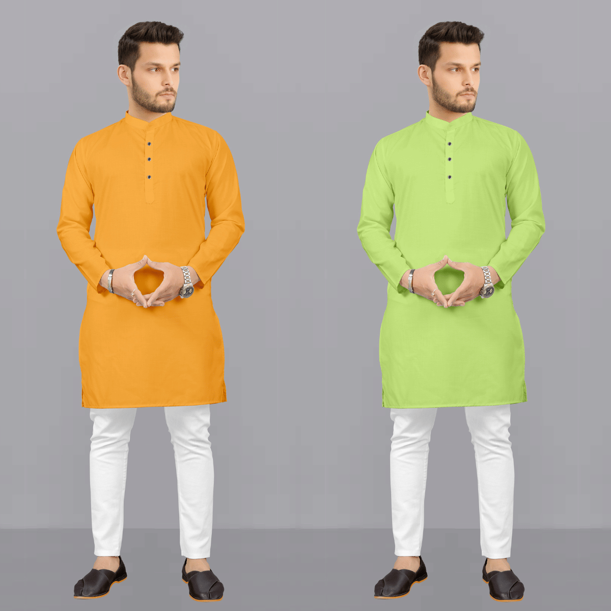 Fashionfricks Multi Cotton Blend Regular Fit Men's Kurta Pyjama Set ( Pack of 2 ) - Kurtas & Kurta Sets | Buy online on ZillyBuy