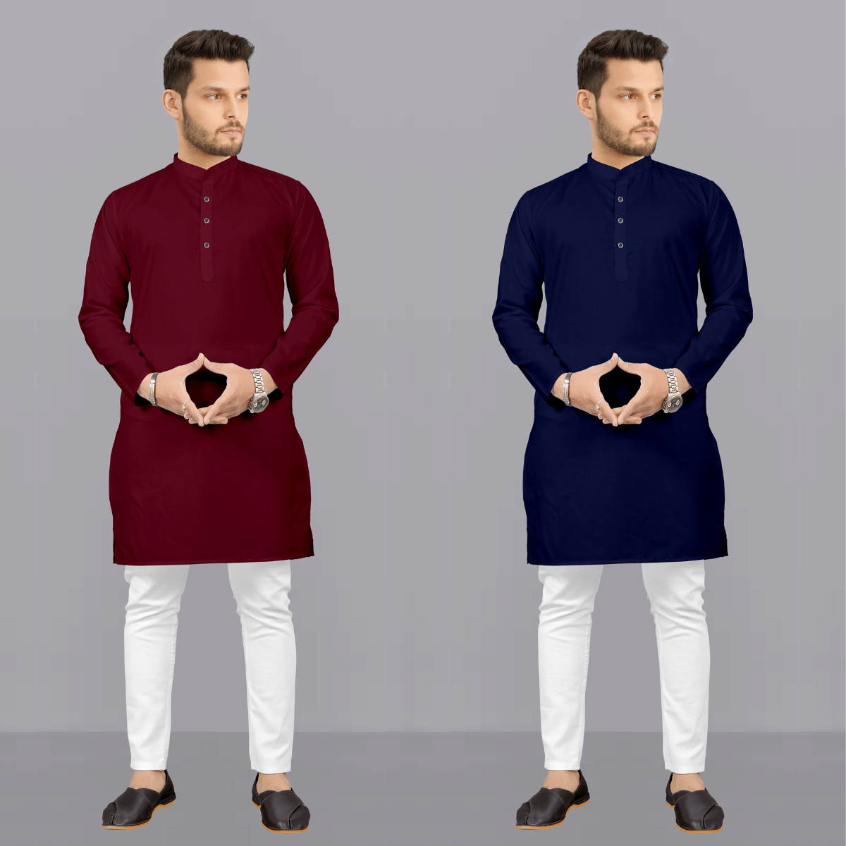 Fashionfricks Multi Cotton Blend Regular Fit Men's Kurta Pyjama Set ( Pack of 2 ) - Kurtas & Kurta Sets | Buy online on ZillyBuy